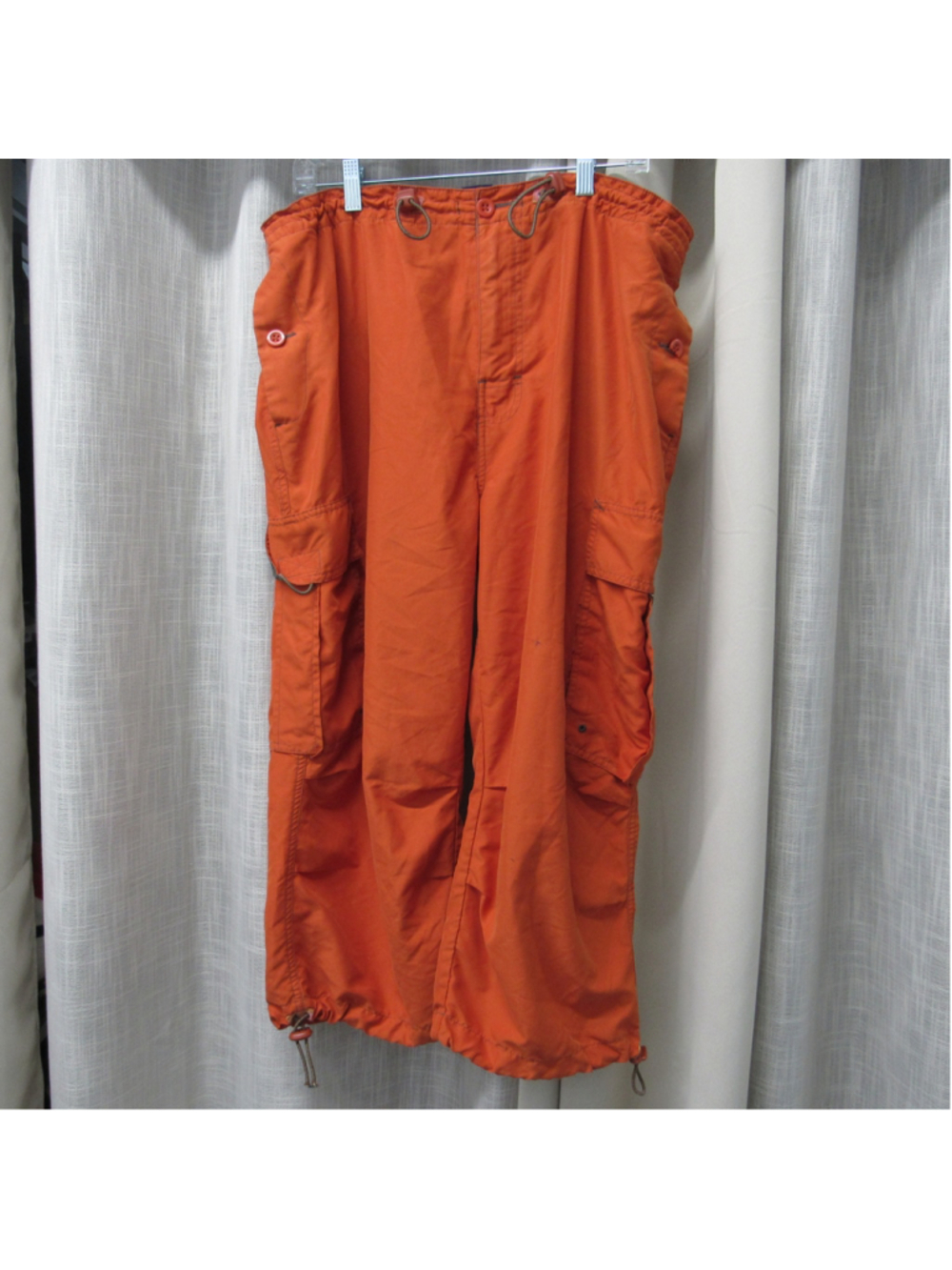 VTG Gap Y2K Orange Parachute Cargo Pants XL Baggy Drawstring Gorpcore Techwear